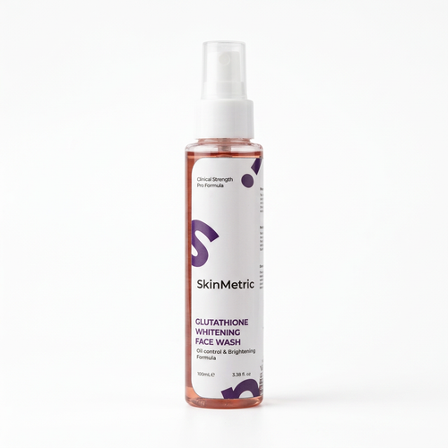 SkinMetric Glutathione Whitening Face Wash on a white studio background