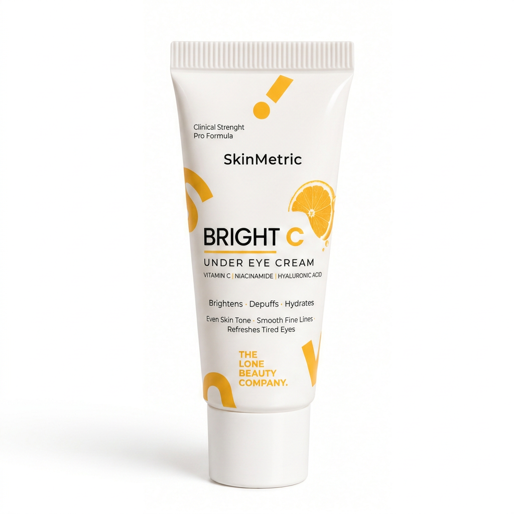 SkinMetric Bright C vitamin C under eye cream 15 ml tube, front view