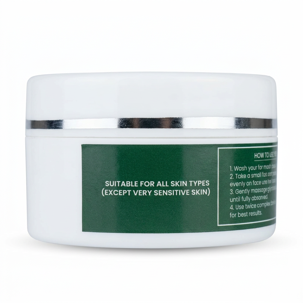 Skin-type label view on white background