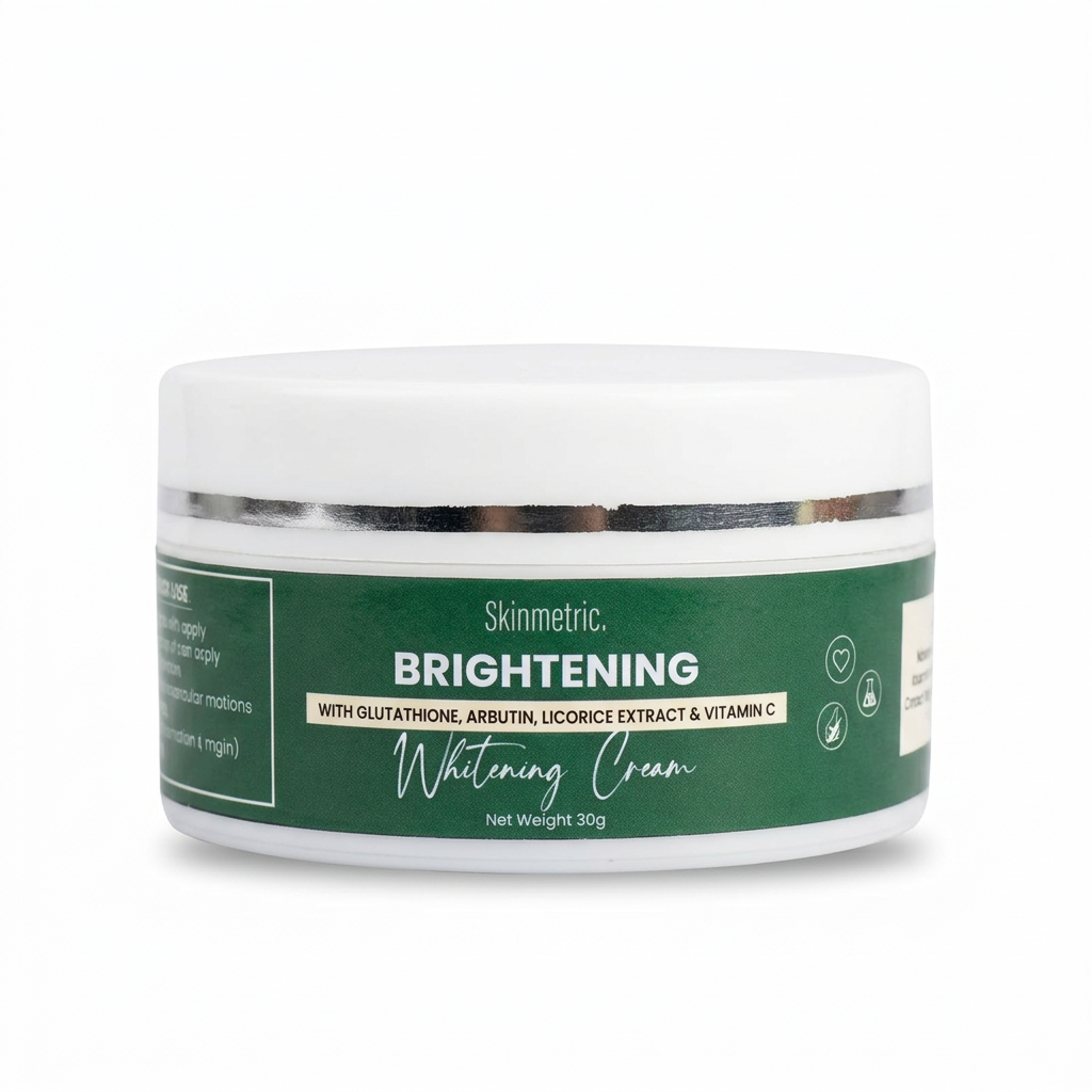 Skinmetric cream jar on a white background